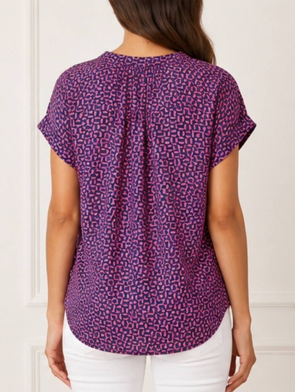 JCP Women’s Geometric Print Blouse – Size Large - Picture 2 of 11